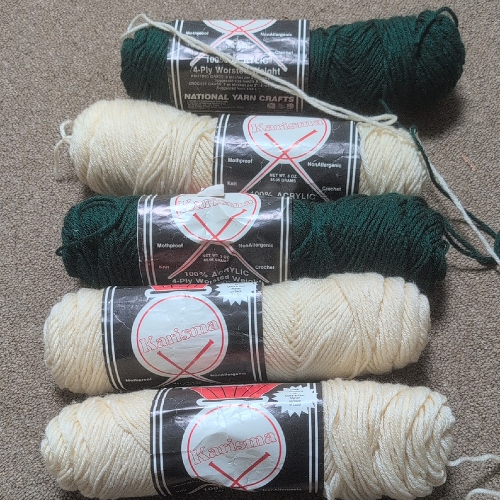 Green and Cream Yarn Set